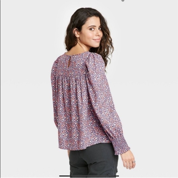 Universal Threads Purple Ballon Sleeve Flower cottagecore Blouse XS - Picture 12 of 12